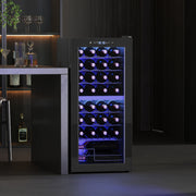 32 Bottle Dual Zone Wine Fridge 5-18 Degrees Farenheit Black by HOMCOM