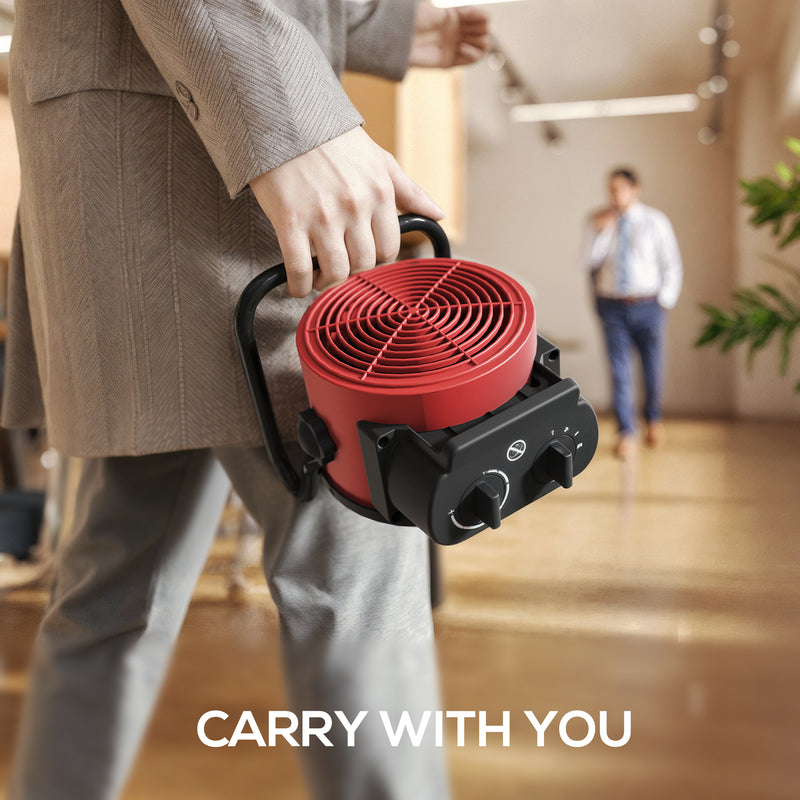 2000W Portable Ceramic Electric Heater with Adjustable Fan for Home or Office Red
