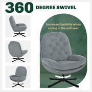 Swivel Recliner Armchair with Padded Seat for Lounge or Office Use Grey