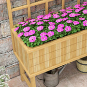 Natural Wooden Garden Planter With Trellis 105cm Ideal For Climbing Plants and Vines
