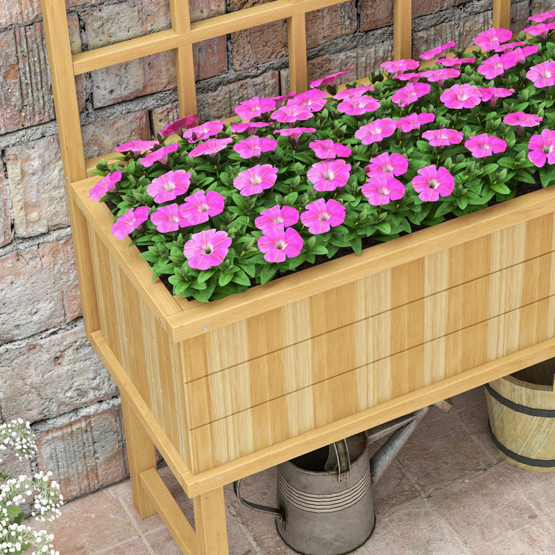 Natural Wooden Garden Planter With Trellis 105cm Ideal For Climbing Plants and Vines