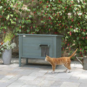 Wooden Insulated Cat House With Removable Floor And Opening Roof For Outdoors, Charcoal Grey