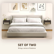 Floating Bedside Tables Set of 2 with Drawer and Shelf Space Saving High Gloss Black AOSOM