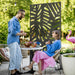 Black Metal Freestanding Privacy Screen 6.5FT Leaf Design for Garden Patio Pool by Outsunny
