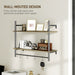 Grey Wall Mounted Floating Shelf With 4 Hooks for Living Room or Entryway by HOMCOM