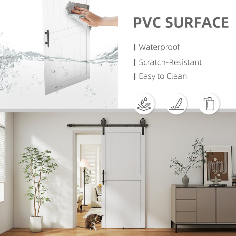Sliding Barn Door for Quiet Space Saving Access in Kitchens or Utility Rooms White