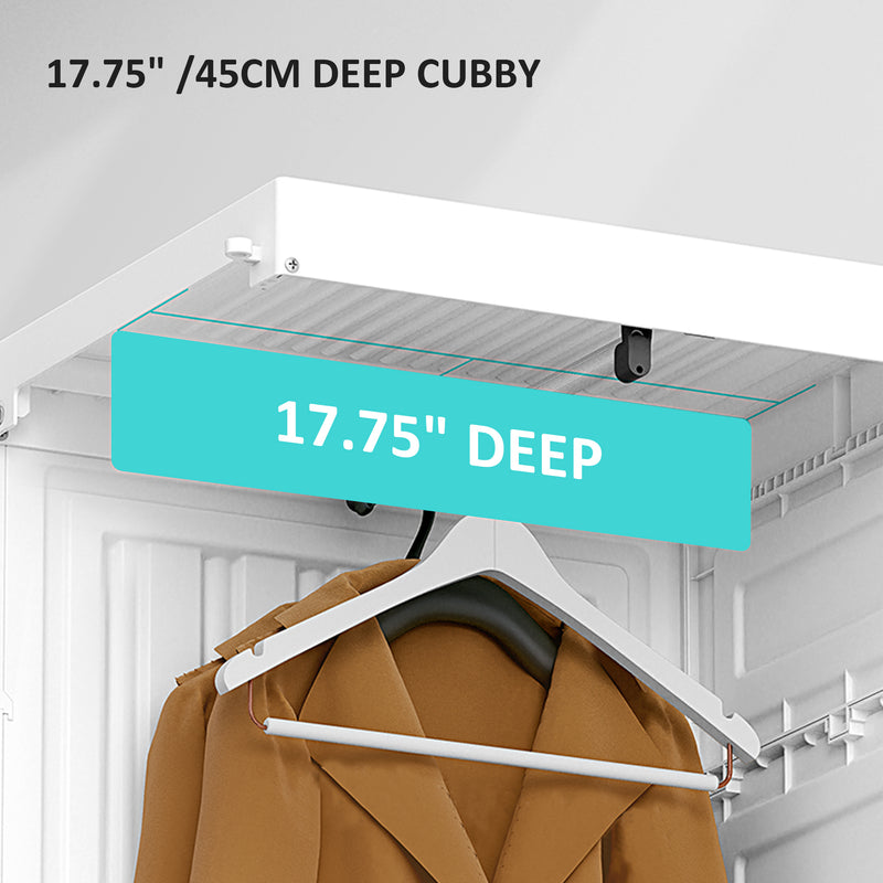 White Portable Clothes Wardrobe with Cube Storage and Hanging Rods by HOMCOM