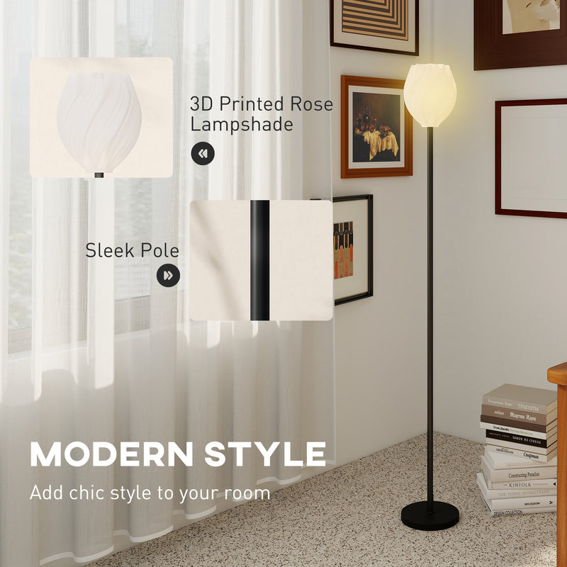 Modern 3D Printed Flower Floor Lamp With Foot Switch For Living Room Or Bedroom, White