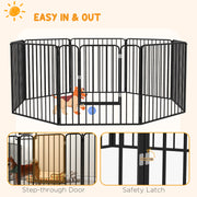 Heavy Duty 8 Panel Dog Playpen for Indoor and Outdoor Use Suitable for Medium Dogs Black