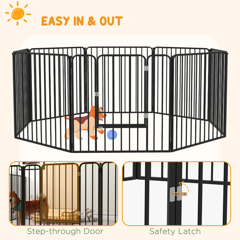 Heavy Duty 8 Panel Dog Playpen for Indoor and Outdoor Use Suitable for Medium Dogs Black