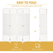 4 Panel Folding Room Divider Privacy Screen for Home or Office Use Freestanding, White
