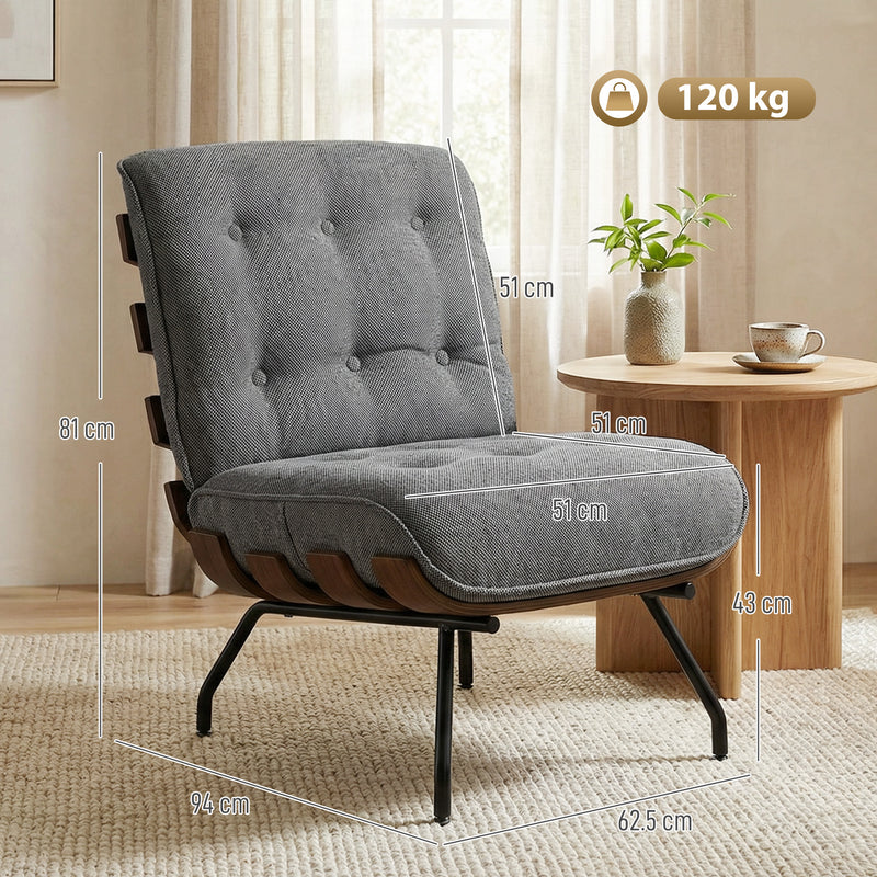 Modern Accent Chair with Thick Cushions for Comfortable Living Room or Bedroom Seating Dark Grey Homcom