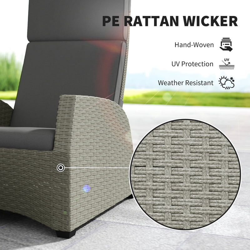 5pc Rattan Outdoor Lounger Furniture Set with Cushions in Charcoal Grey by Outsunny