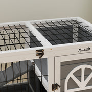 Grey Wooden Rabbit Hutch with Removable Tray and Openable Roof by PawHut