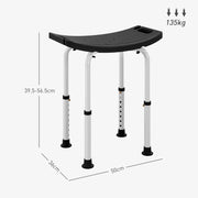 Height Adjustable Shower Stool With Non Slip Feet For Elderly And Disabled Use, Black