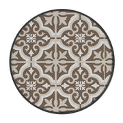 Round Brown Garden Table with Tempered Glass Top Ideal for Patios and Outdoor Dining