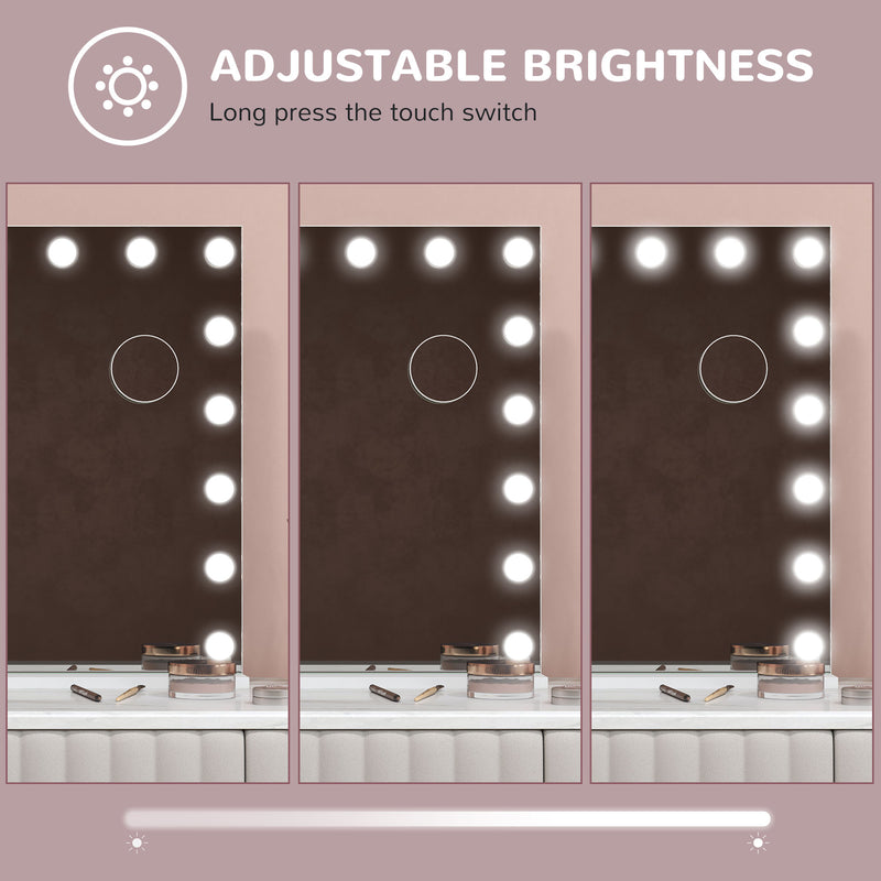 Large Hollywood LED Vanity Mirror With 3 Light Modes USB Port and 10X Magnifier White