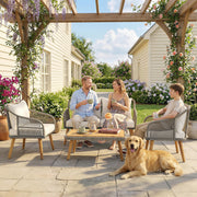 Rattan Garden Furniture Set for Relaxing Outdoor Seating with Cushions and Coffee Table Cream Outsunny