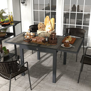 Extendable Grey Rectangular Garden Dining Table for 6 Aluminium Frame with Plastic Top 160cm