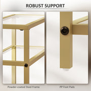 Gold 3 Tier Narrow Side Table with Glass Top and Storage Shelf for Small Spaces by Homcom