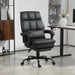 Black Faux Leather Reclining Swivel Executive Office Chair with Footrest by HOMCOM