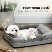 Raised Dog Sofa Bed With Removable Washable Cover Non Slip Base For Small Pets Grey AOSOM
