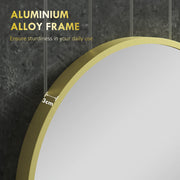 Round Aluminium Frame Bathroom Mirror 70cm Ideal for Modern Interiors Gold Tone