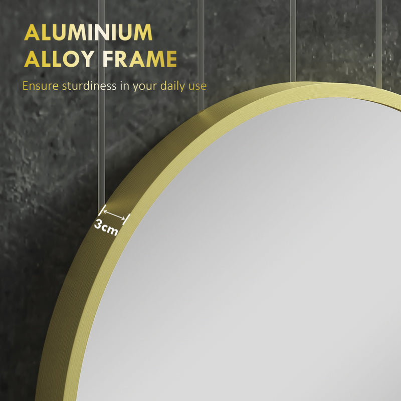 Round Aluminium Frame Bathroom Mirror 70cm Ideal for Modern Interiors Gold Tone