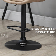 Adjustable Swivel Bar Stools Set of 2 with Backrest for Kitchen or Home Bar Light Khaki