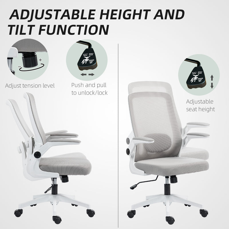 Grey Mesh Back Adjustable Swivel Office Chair with Lumbar Support by HOMCOM