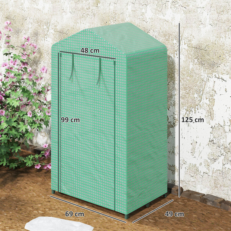 3 Tier Portable Mini Greenhouse With Roll Up Door and Shelves For Garden Use Green AOSOM