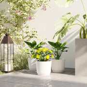 Set of Three White 22cm Planters for Indoor and Outdoor Use by Outsunny
