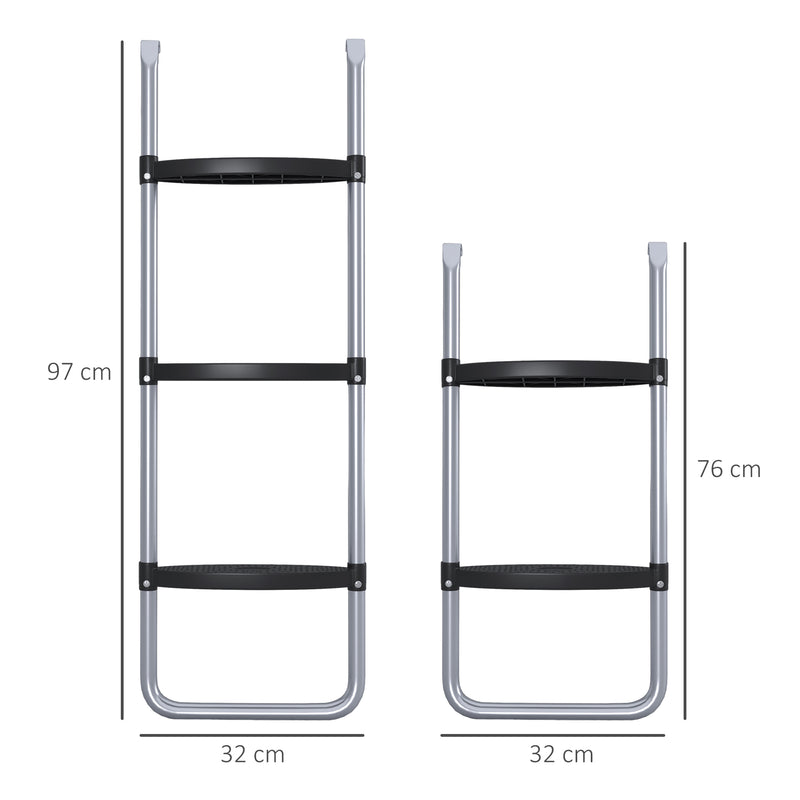 Galvanised Steel Trampoline Ladder 2 or 3 Steps Outdoor Accessory for 6ft to 16ft Trampolines by SPORTNOW AOSOM