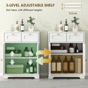 Bathroom Floor Cabinet with 2 Storage Drawers Ideal for Towels and Toiletries White