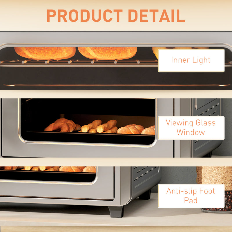 24L Silver Air Fryer Oven 1600W Oil Free Cooking with Timer Touch Screen by HOMCOM