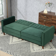 Dark Green Velvet Feel 3 Seater Sofa Bed Modern Design by HOMCOM