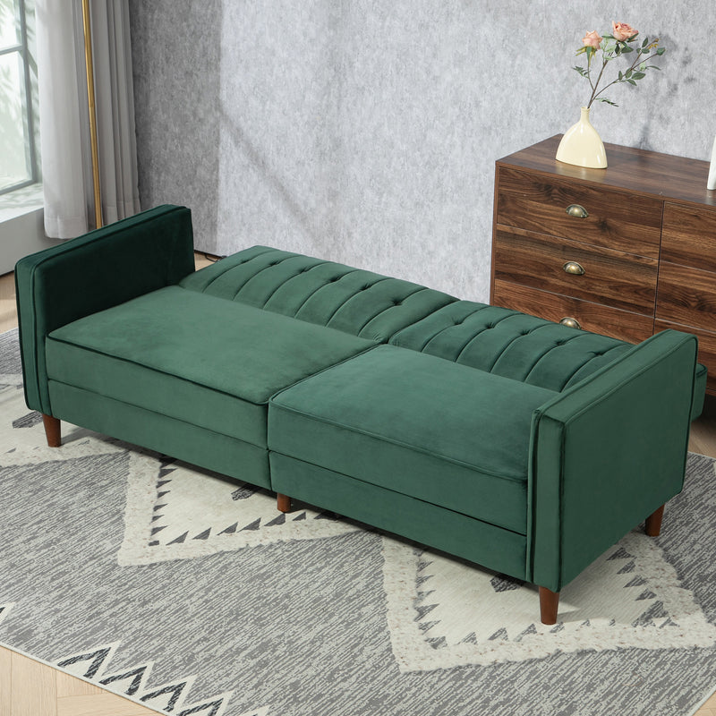 Dark Green Velvet Feel 3 Seater Sofa Bed Modern Design by HOMCOM