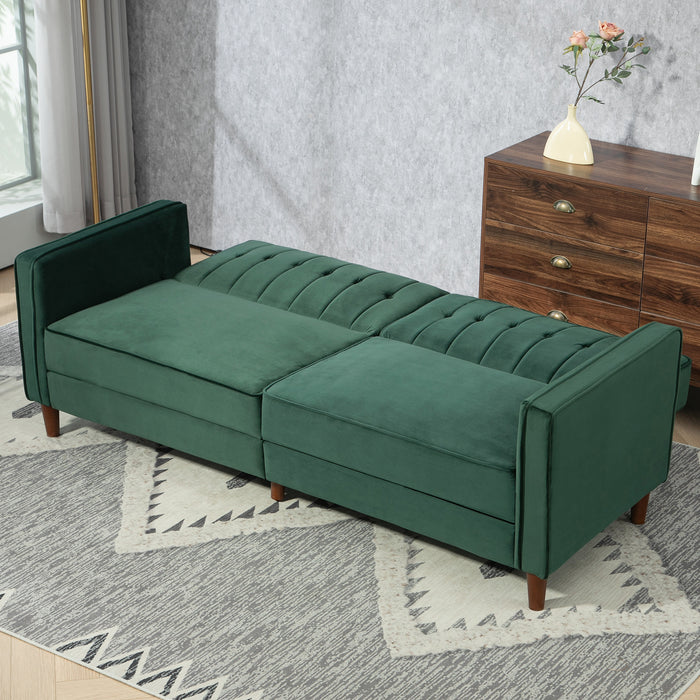Dark Green Velvet Feel 3 Seater Sofa Bed Modern Design by HOMCOM