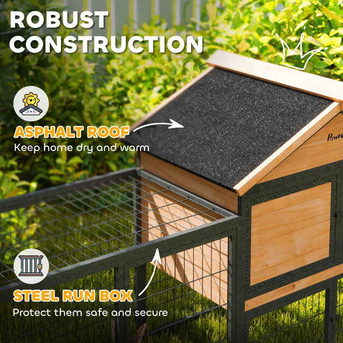 Wooden Rabbit Hutch with Steel Run and Removable Tray for Guinea Pigs by PawHut