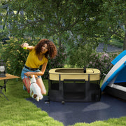 Foldable Dog Playpen with Storage Bag and Ground Stakes for Indoor and Outdoor Use, Yellow