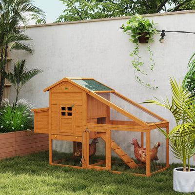Large Wooden Chicken Coop with Nesting Box Run and Slide Out Tray for Outdoor Use, Grey