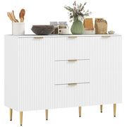 White Sideboard Buffet Cabinet with 3 Drawers and Adjustable Shelves by HOMCOM