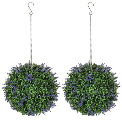 Set of 2 Artificial Topiary Balls 27cm UV Protected Faux Plants for Indoor Outdoor Decor by HOMCOM