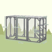 Grey Wooden Outdoor Cat House With Large Door, Platforms and Weatherproof Roof by PawHut