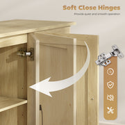 Sideboard with Adjustable Shelf for Organised Dining or Living Room Storage Natural Wood AOSOM