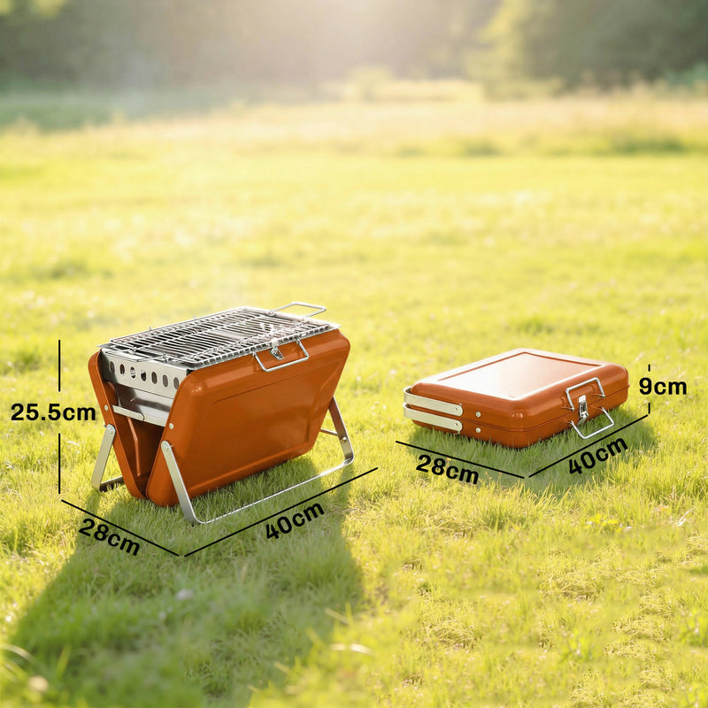 Portable Charcoal BBQ Grill for Easy Outdoor Cooking and Picnics Orange Outsunny