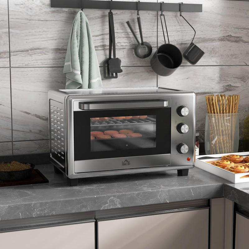 30L Mini Electric Oven with Adjustable Temperature and Accessories for Small Kitchens Silver