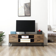 Light Industrial Style TV Stand Cabinet with Storage For 50" TVS Brown and Black by HOMCOM