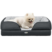 Calming Dog Bed with Removable Cover and Anti Slip Base for Small Pets Charcoal Grey