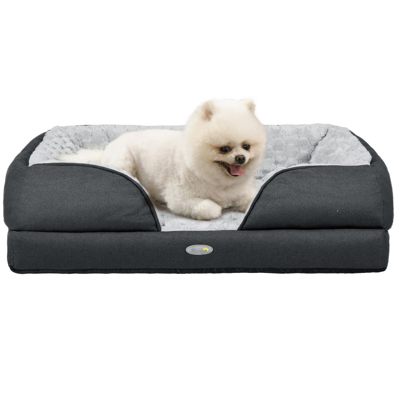 Calming Dog Bed with Removable Cover and Anti Slip Base for Small Pets Charcoal Grey